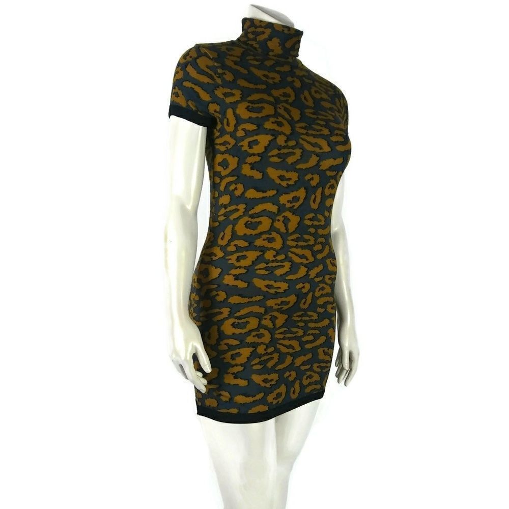 💵 GRIP COLLECTION Animal Print Turtle Neck Dress